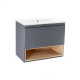 Комплект Qtap Robin 700х580х437 Graphite / Whitish oak тумба підвісна + раковина врізна QT1372TPВ7002GWO
