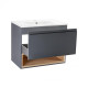 Комплект Qtap Robin 700х580х437 Graphite / Whitish oak тумба підвісна + раковина врізна QT1372TPВ7002GWO