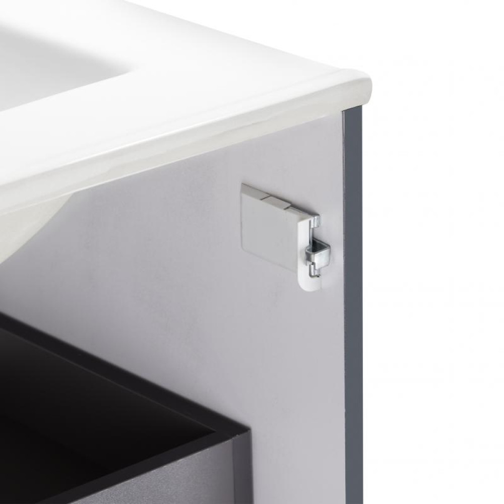 Комплект Qtap Robin 700х580х437 Graphite / Whitish oak тумба підвісна + раковина врізна QT1372TPВ7002GWO