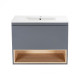 Комплект Qtap Robin 700х580х437 Graphite / Whitish oak тумба підвісна + раковина врізна QT1372TPВ7002GWO