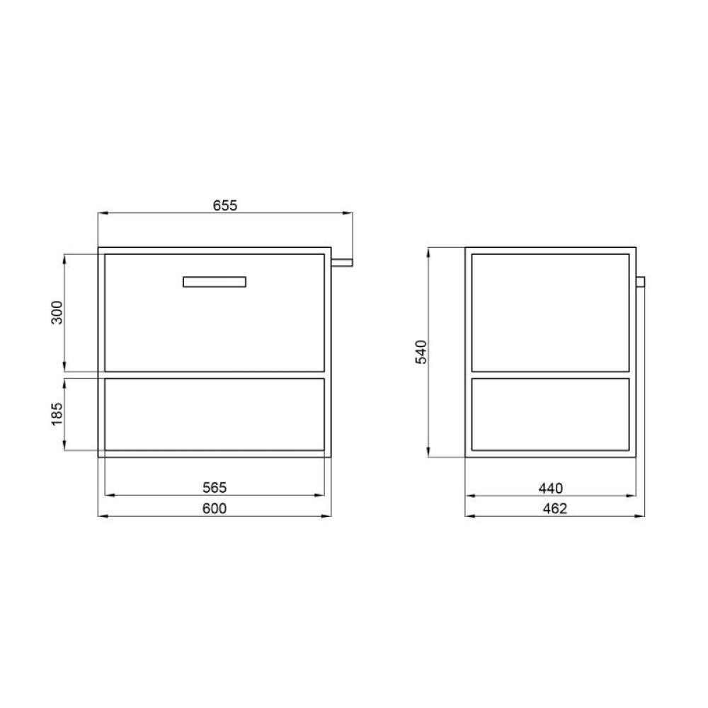Тумба підвісна Qtap Taurus 600х580х437 White / Whitish oak QT2474TPT603WWO