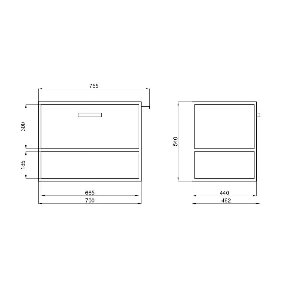 Тумба підвісна Qtap Taurus 700х580х437 White / Whitish oak QT2474TPT703WWO
