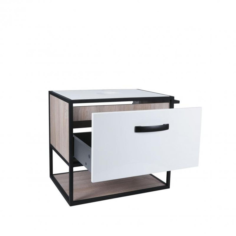 Тумба підвісна Qtap Taurus 600х476х469 White / Whitish oak зі стільницею QT2479TPT603WWO