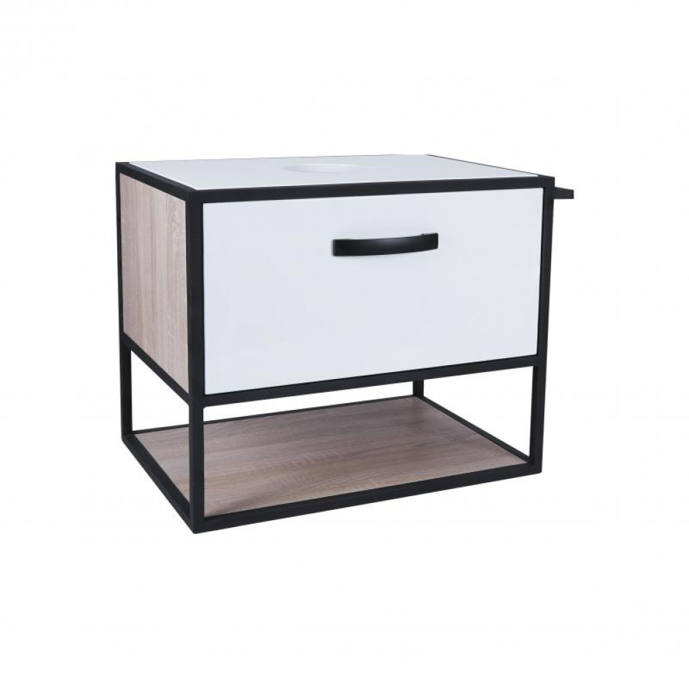 Тумба підвісна Qtap Taurus 700х476х469 White / Whitish oak зі стільницею QT2479TPT703WWO