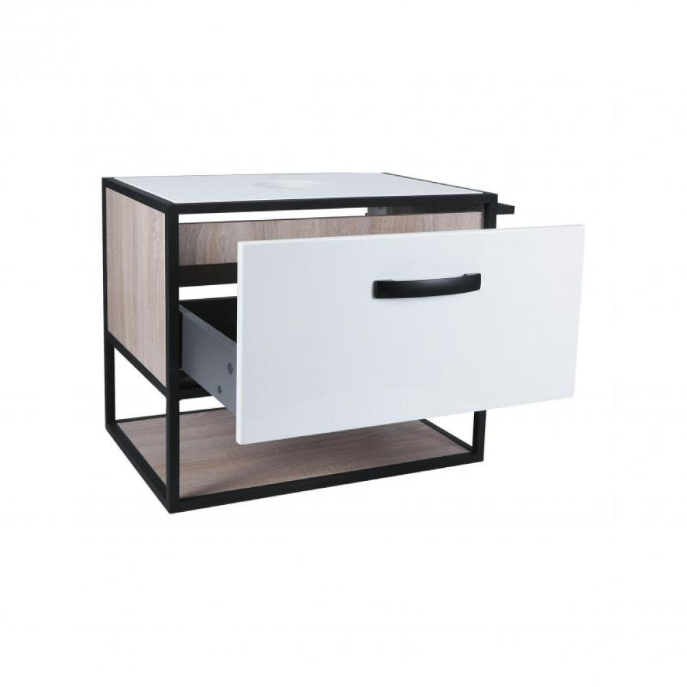Тумба підвісна Qtap Taurus 700х476х469 White / Whitish oak зі стільницею QT2479TPT703WWO