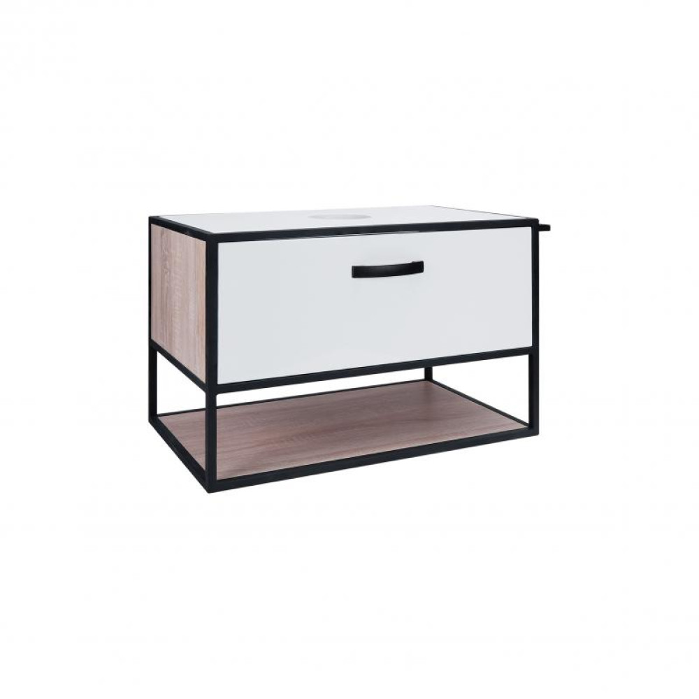 Тумба підвісна Qtap Taurus 800х476х469 White / Whitish oak зі стільницею QT2479TPT803WWO