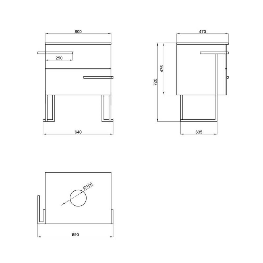 Тумба підлогова Qtap Taurus 690х720х470 Whitish oak зі стільницею QT2480TNT603WO