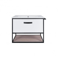 Комплект Qtap Taurus 600х580х437 White / Whitish oak тумба підвісна + раковина врізна QT2472TPT603WWO