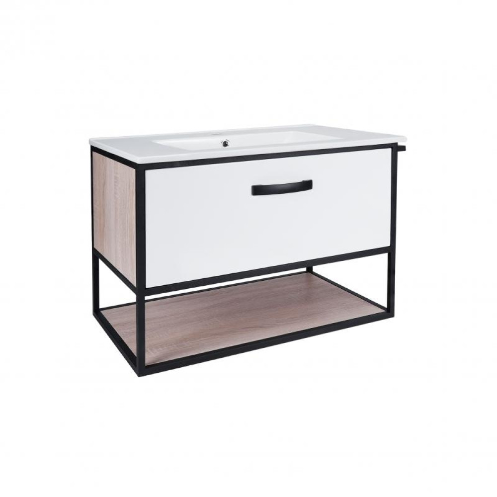 Комплект Qtap Taurus 700х580х437 White / Whitish oak тумба підвісна + раковина врізна QT2472TPT703WWO