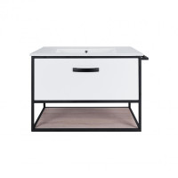 Комплект Qtap Taurus 700х580х437 White / Whitish oak тумба підвісна + раковина врізна QT2472TPT703WWO