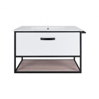 Комплект Qtap Taurus 800х580х437 White / Whitish oak тумба підвісна + раковина врізна QT2472TPT803WWO