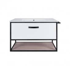Комплект Qtap Taurus 800х580х437 White / Whitish oak тумба підвісна + раковина врізна QT2472TPT803WWO