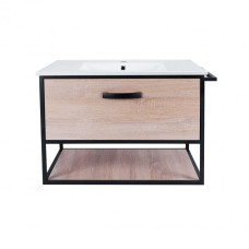 Комплект Qtap Taurus 800х580х437 Whitish oak тумба підвісна + раковина врізна QT2472TPT803WO