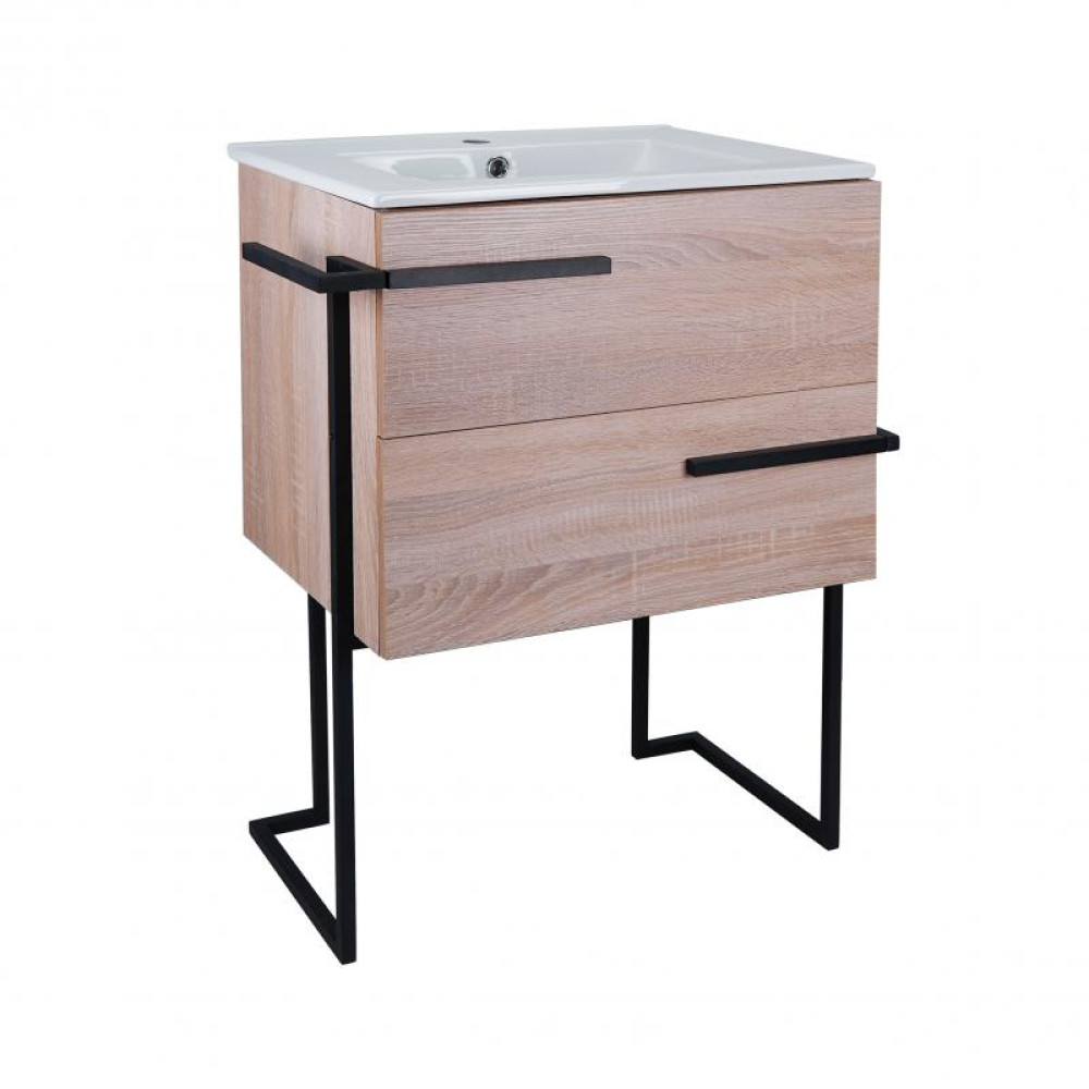 Комплект Qtap Taurus 600х800х437 Whitish oak тумба для підлоги + раковина врізна QT2471TNT603WO