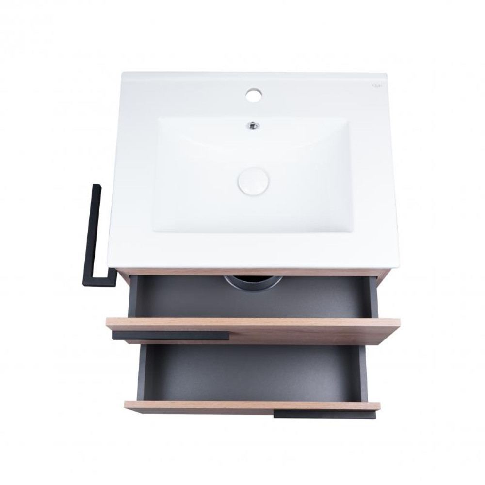 Комплект Qtap Taurus 600х800х437 Whitish oak тумба для підлоги + раковина врізна QT2471TNT603WO