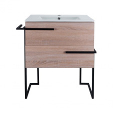 Комплект Qtap Taurus 700х800х437 Whitish oak тумба для підлоги + раковина врізна QT2471TNT703WO