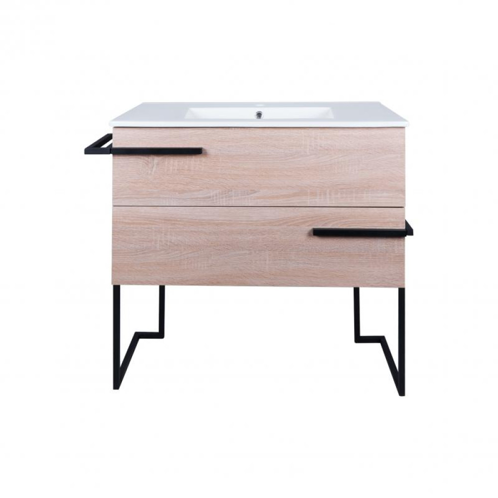 Комплект Qtap Taurus Whitish oak підлогова тумба + раковина врізна QT2471TNT803WO
