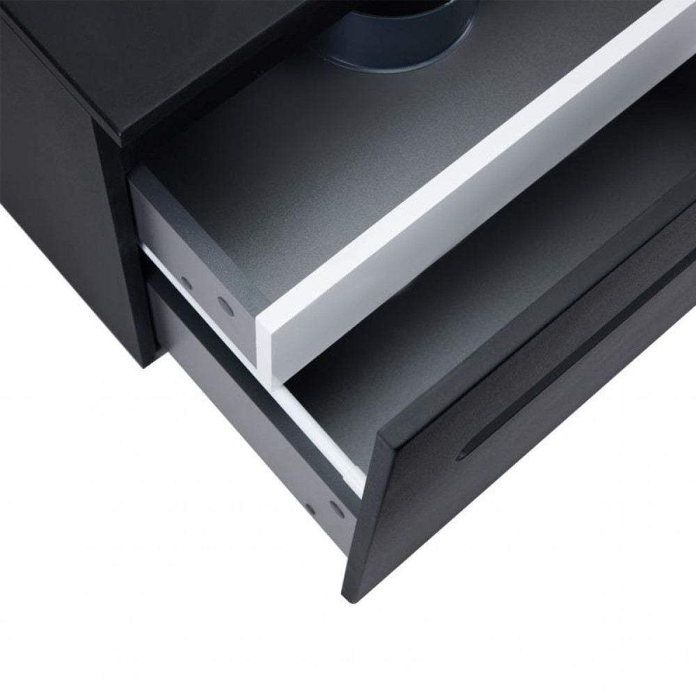 Тумба підвісна Qtap Virgo 600х476х469 Black / White зі стільницею QT1879TPА602BW