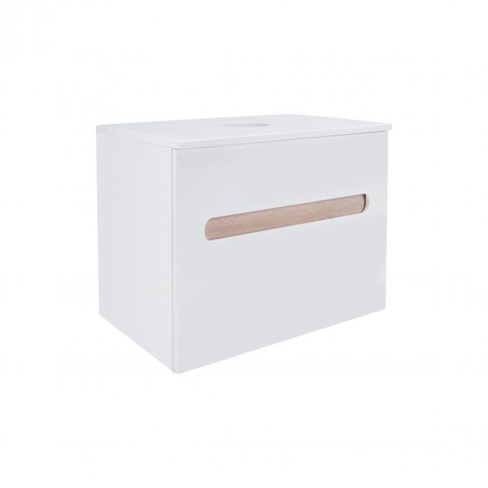 Тумба підвісна Qtap Virgo 600х476х469 White / Whitish oak зі стільницею QT1879TPА601WWO