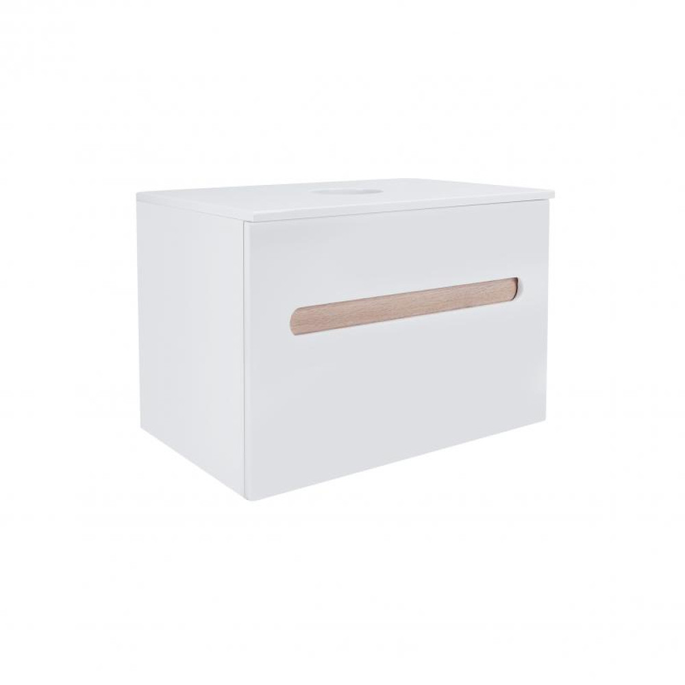Тумба підвісна Qtap Virgo 700х476х469 White / Whitish oak зі стільницею QT1879TPА701WWO