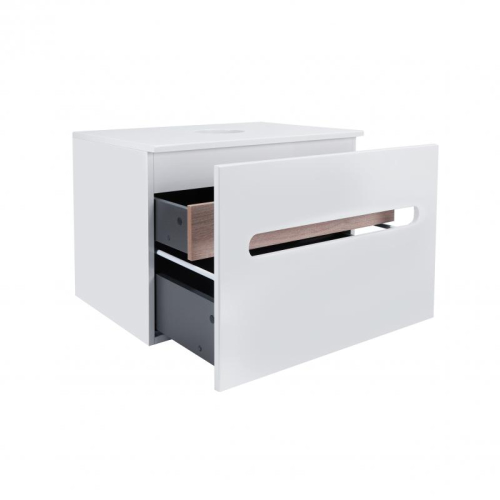 Тумба підвісна Qtap Virgo 700х476х469 White / Whitish oak зі стільницею QT1879TPА701WWO