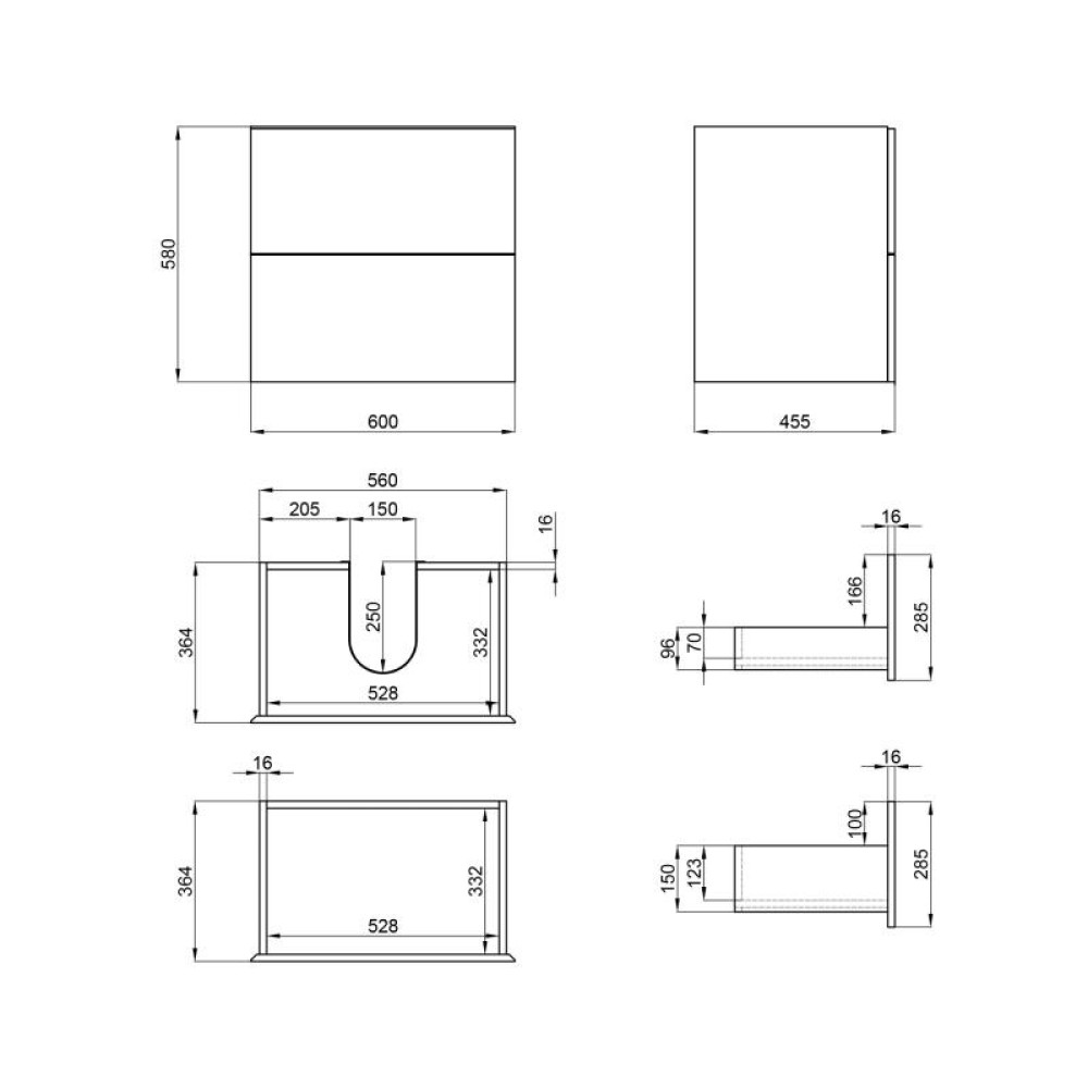 Тумба підвісна Qtap Tern Matt black QT1774TPL602MB