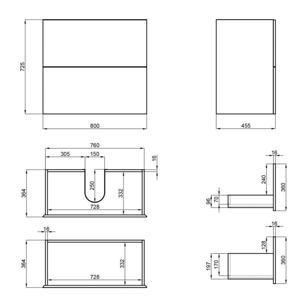 Тумба підвісна Qtap Tern Matt black QT1774TPL802MB