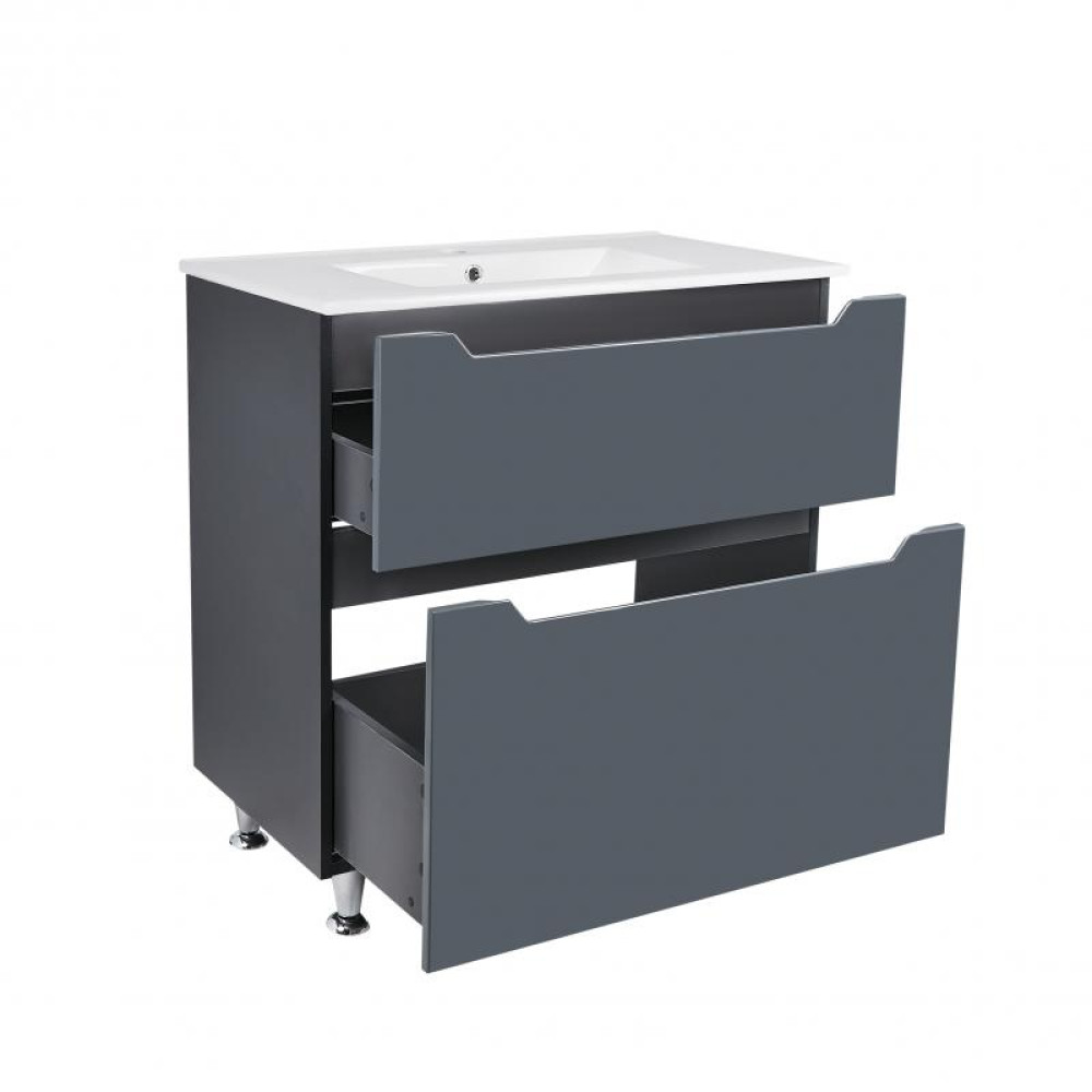 Комплект Qtap Scorpio Graphite тумба для підлоги + раковина врізна QT1471TNВ8023080CG 