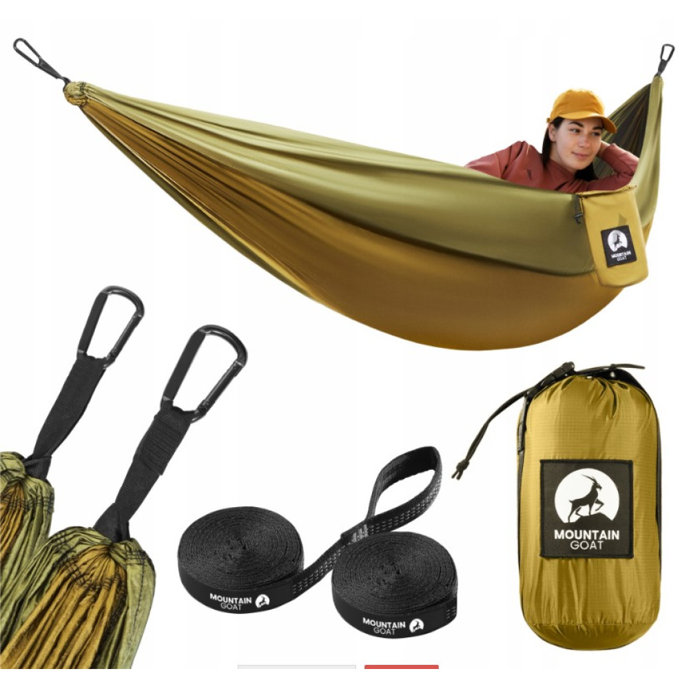 Туристический гамак Mountain Goat 270 x 140 см одноместный, подвесной Olive (P-5905973403122)