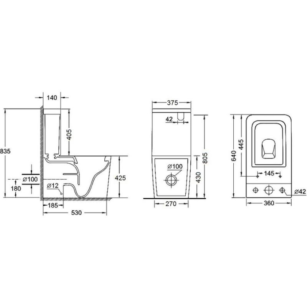 Унітаз-компакт Qtap Crow безободковий з сидінням Soft-close QT05222170W
