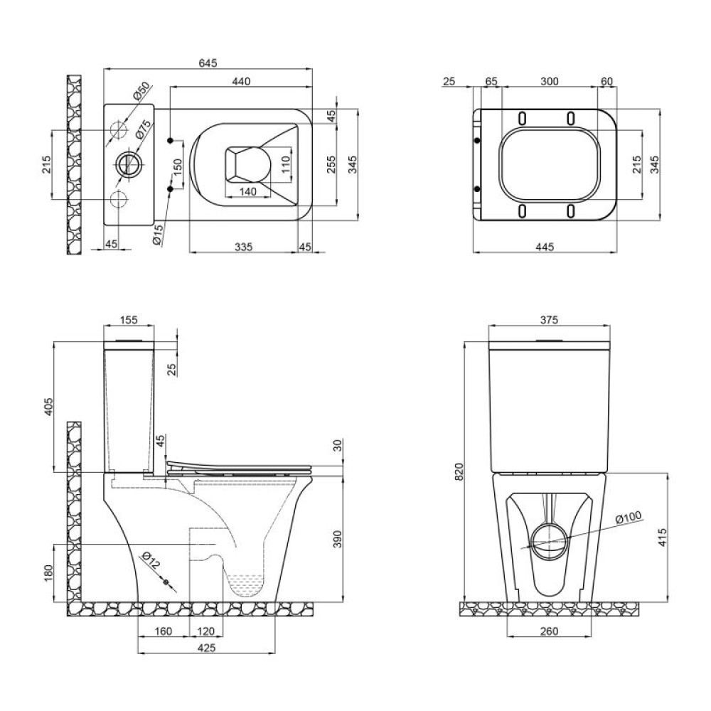 Унітаз-компакт QTAP Kalao Rimless QT08221213AW c бачком і сидінням Soft Close дюропласт