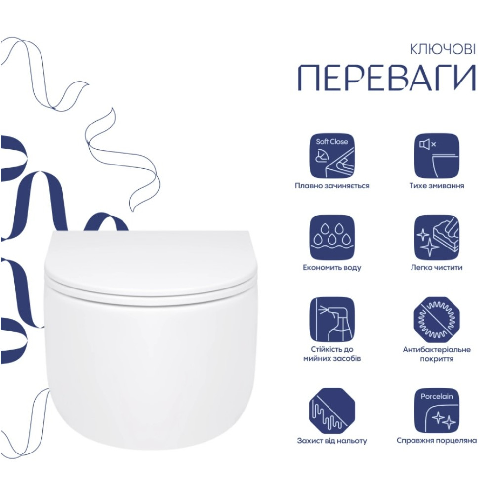 Унитаз подвесной Qtap Taurus Ultra Quiet, с сиденьем Slim Duroplast/Soft-close/Quick Release QT2433084EUQW