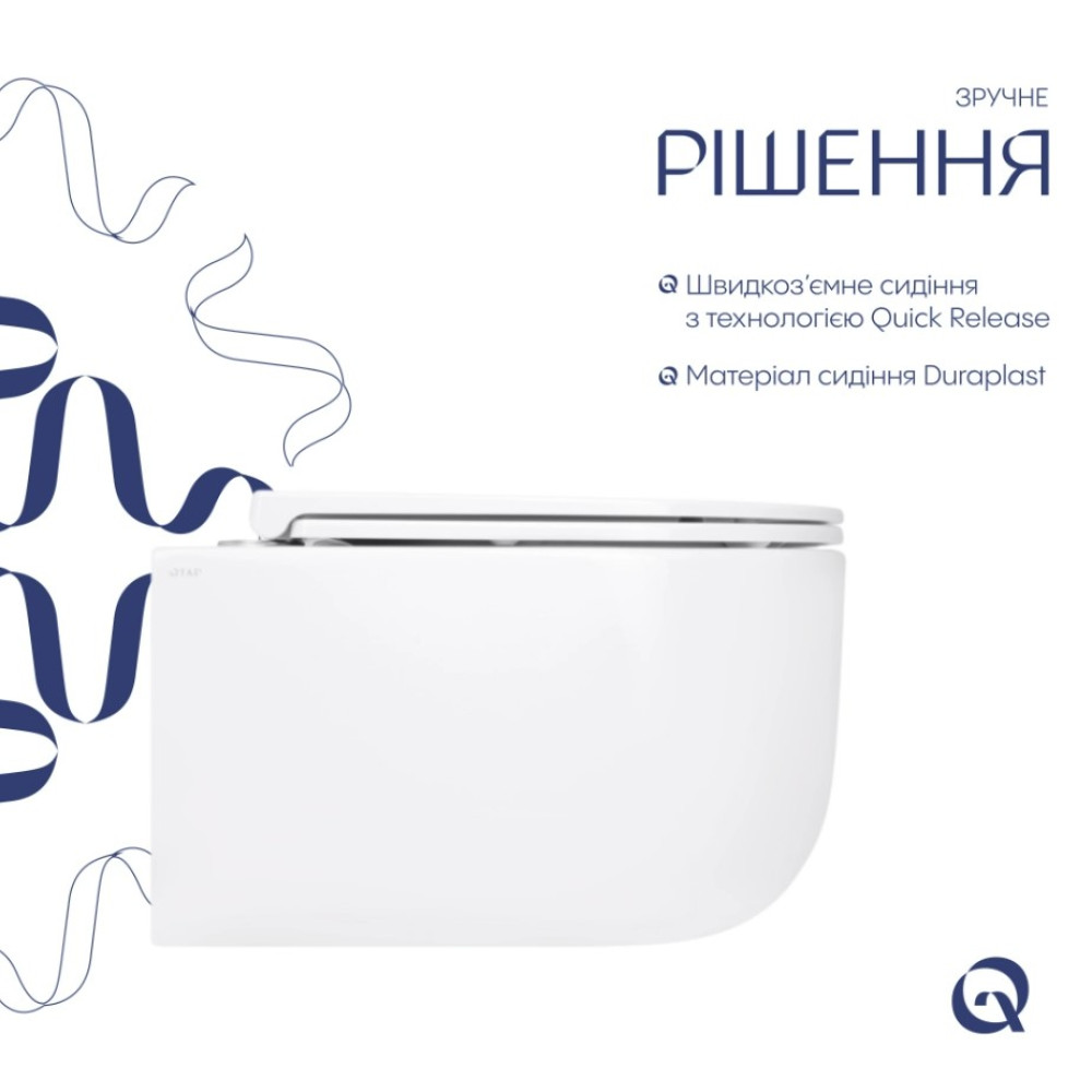 Унитаз подвесной Qtap Taurus Ultra Quiet, с сиденьем Slim Duroplast/Soft-close/Quick Release QT2433084EUQW