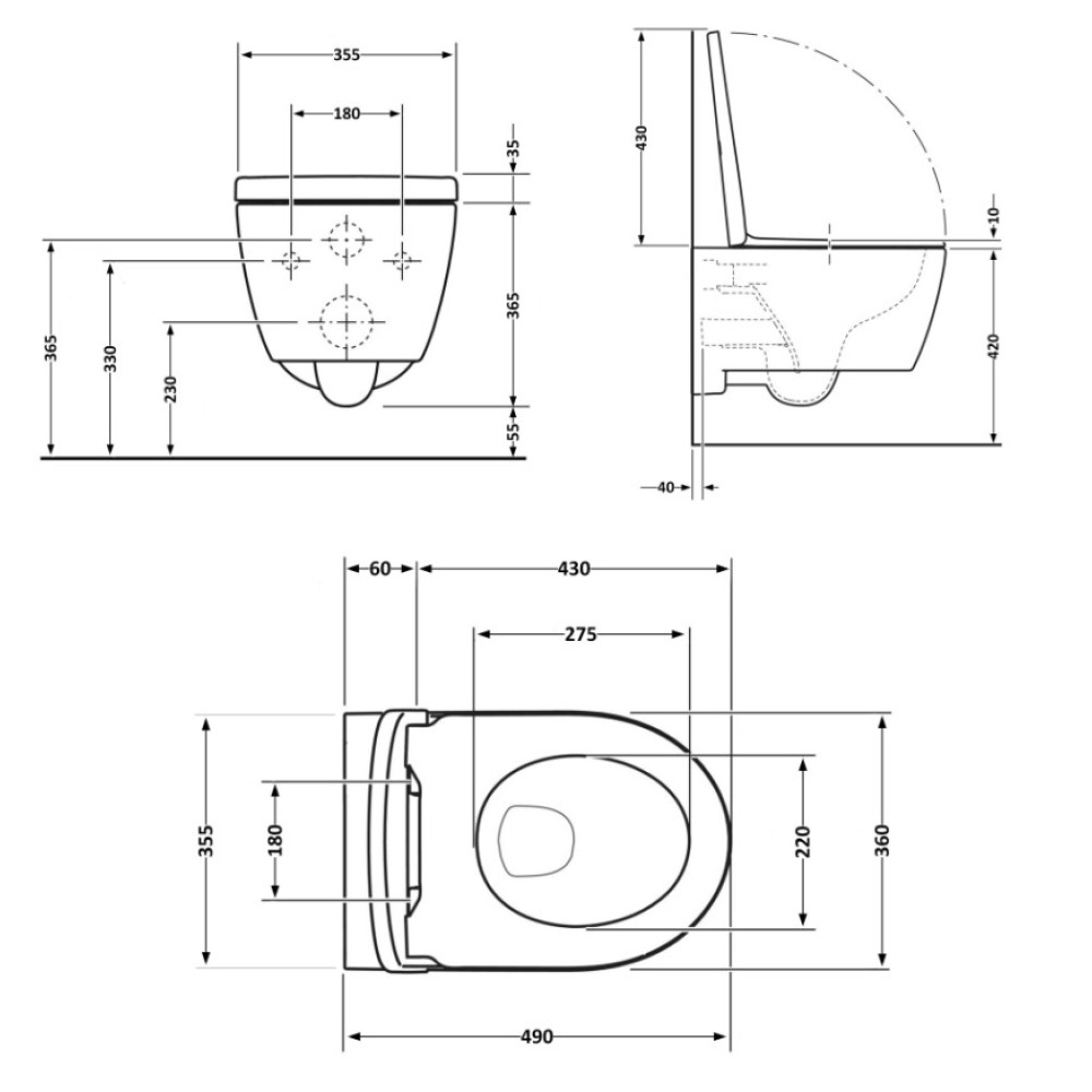 Унитаз подвесной Qtap Taurus Ultra Quiet, с сиденьем Slim Duroplast/Soft-close/Quick Release QT2433084EUQW
