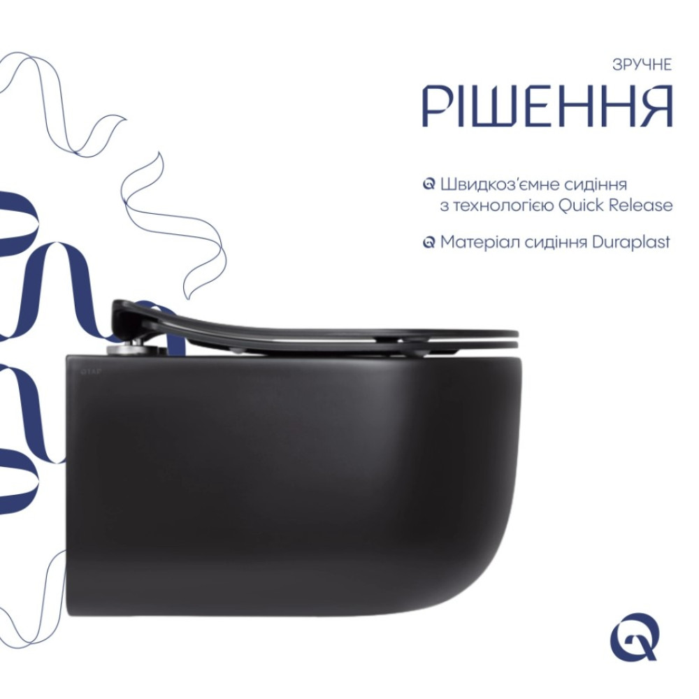Унитаз подвесной Qtap Taurus Ultra Quiet, с сиденьем Slim Duroplast/Soft-close/Quick Release QT2433084EUQMB
