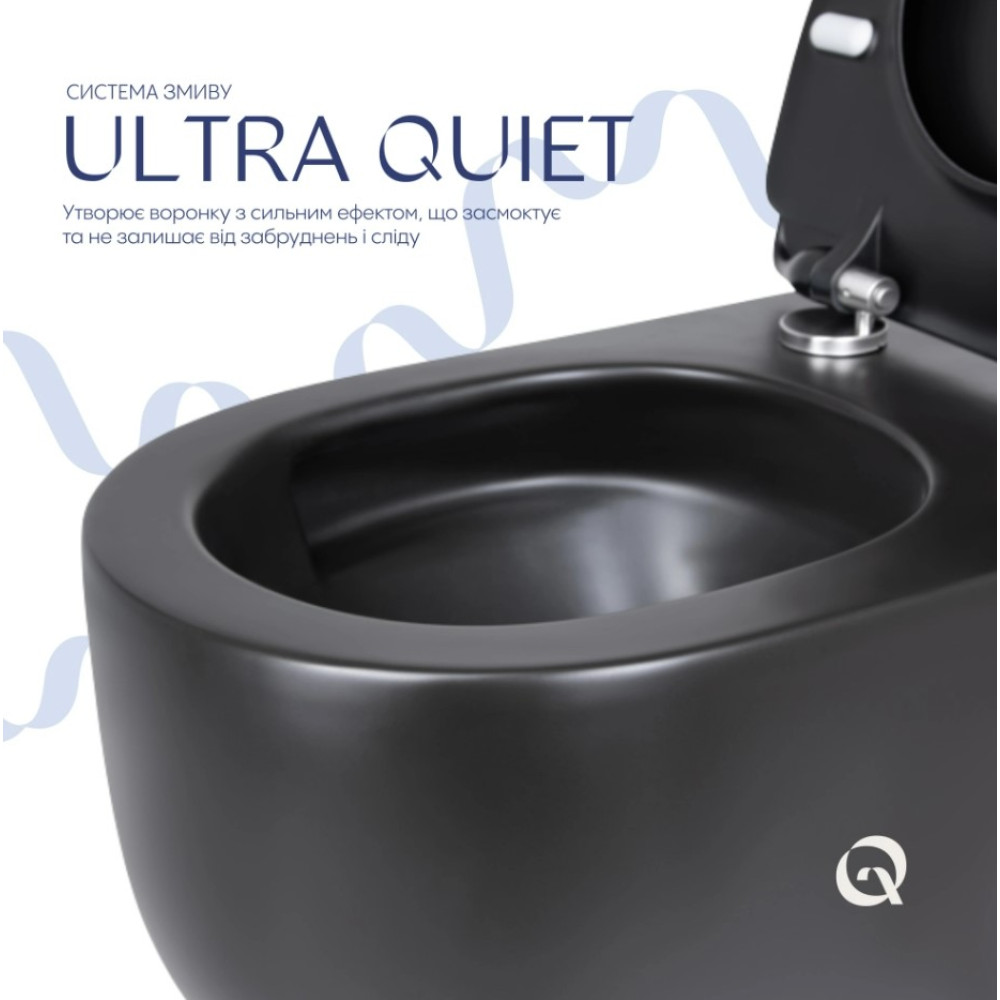 Унитаз подвесной Qtap Taurus Ultra Quiet, с сиденьем Slim Duroplast/Soft-close/Quick Release QT2433084EUQMB