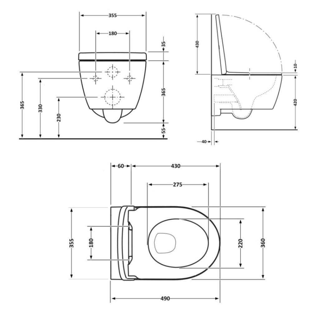 Унитаз подвесной Qtap Taurus Ultra Quiet, с сиденьем Slim Duroplast/Soft-close/Quick Release QT2433084EUQMB
