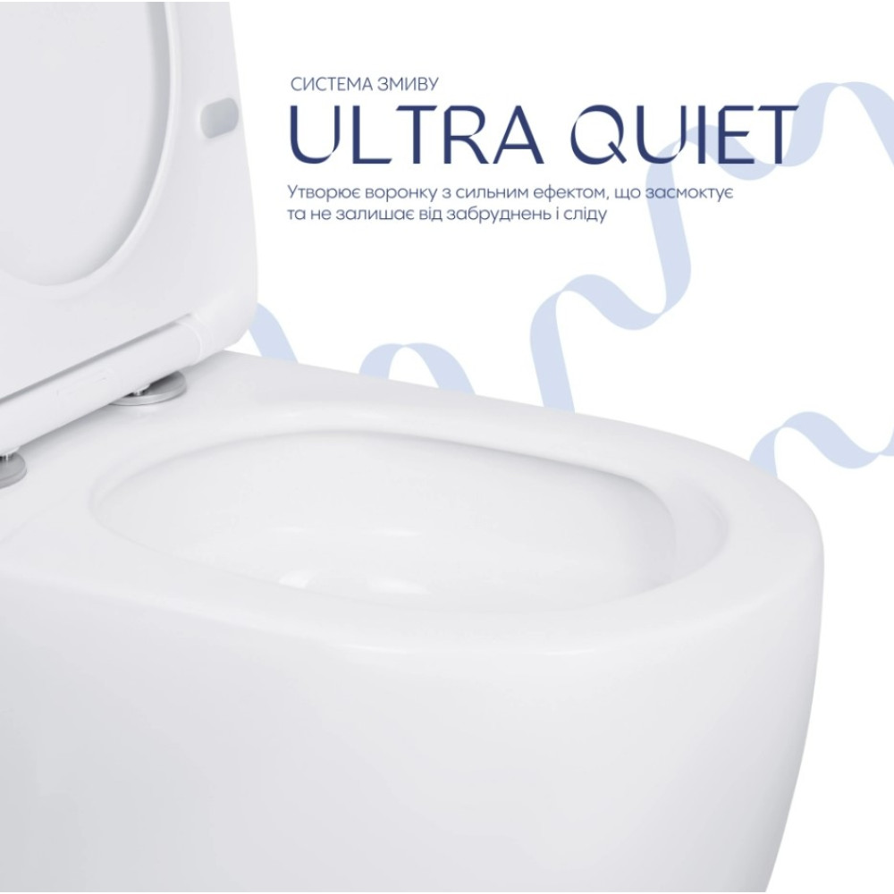 Напольный унитаз Qtap Robin Ultra Quiet с сиденьем Slim Duroplast/ Soft-close/ Quick Release QT13226089AW