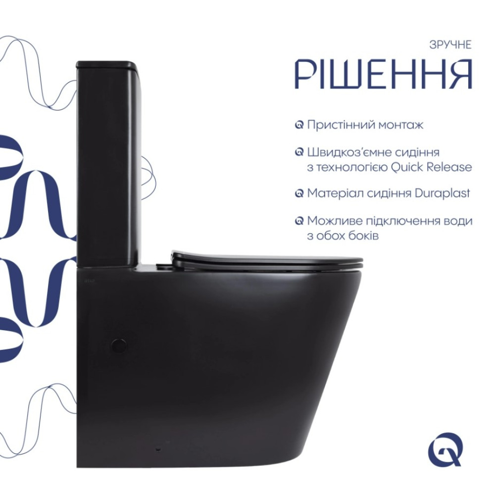 Унитаз напольный Qtap Scorpio Ultra Quiet с сиденьем Slim Duroplast/ Soft-close/ Quick Release QT14226088AMB