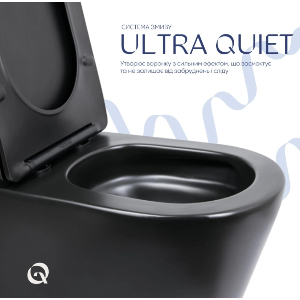 Унитаз напольный Qtap Scorpio Ultra Quiet с сиденьем Slim Duroplast/ Soft-close/ Quick Release QT14226088AMB