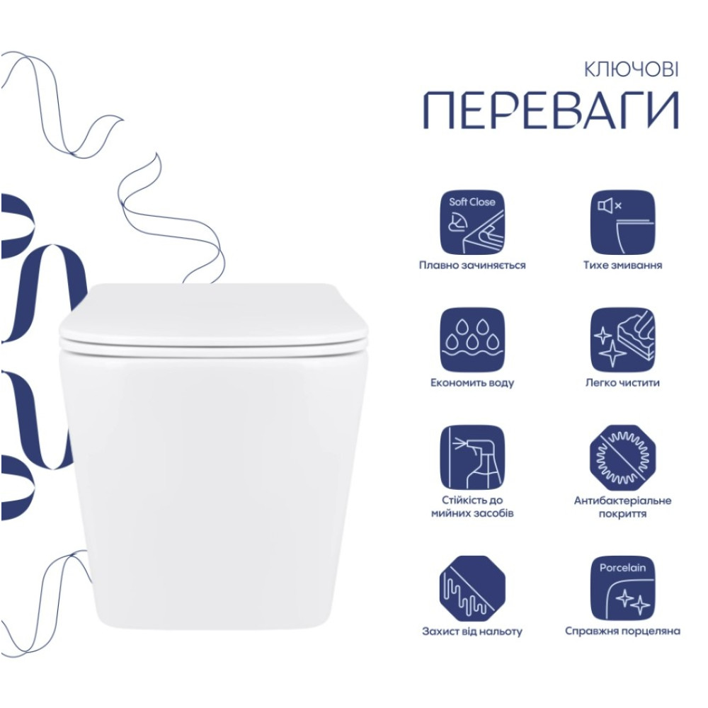 Унитаз подвесной Qtap Tern Ultra Quiet, с сиденьем Slim Duroplast/Soft-close/Quick Release QT17332303AW