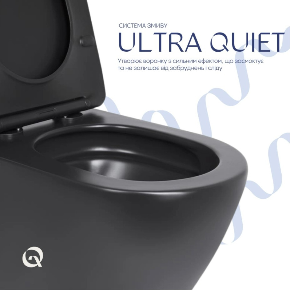 Унитаз подвесной Qtap Robin New Ultra Quiet, с сиденьем Slim Duroplast/Soft-close/Quick Release QT13332381АSMB