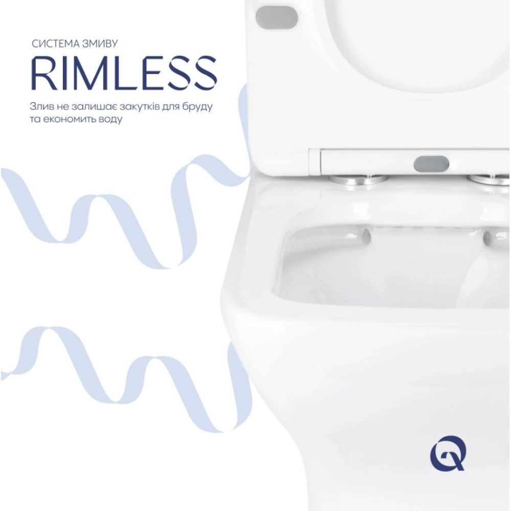 Унитаз напольный Qtap Aries Rimless с сиденьем Slim Duroplast/ Soft-close/ Quick Release QT03228302W