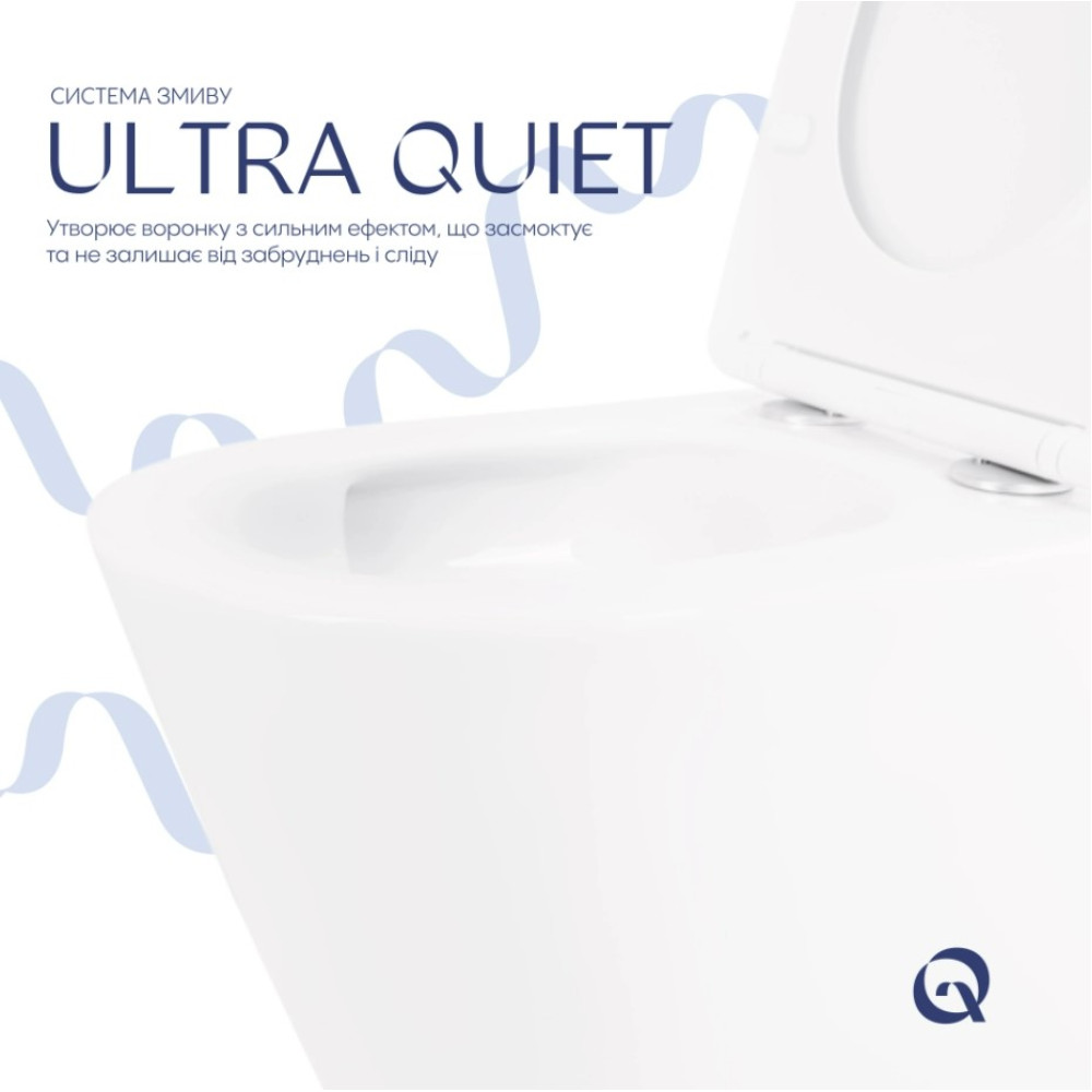 Унітаз підвісний Qtap Swan Ultra Quiet White, з сидінням Slim Duroplast/ Soft-close/ Quick Release QT16335180W