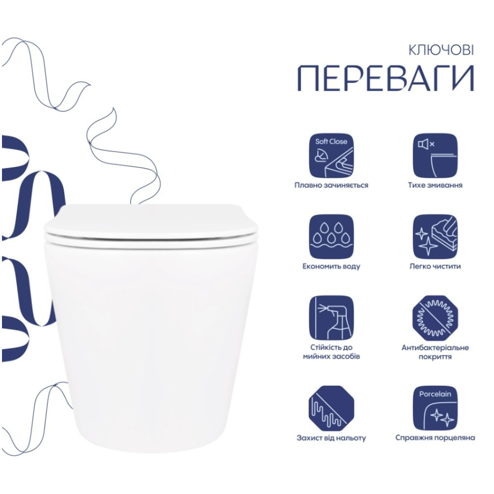 Унитаз подвесной Qtap Scorpio Ultra Quiet, с сиденьем Slim Duroplast/Soft-close/Quick relase QT14332380ASW