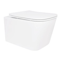 Унитаз подвесной Qtap Crow Rimless, с сиденьем Slim Duroplast/ Soft-close/ Quick Release QT05335171RW