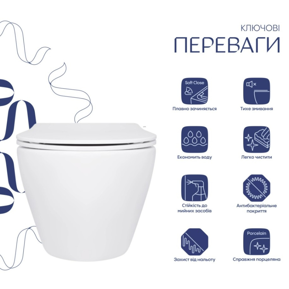 Унітаз підвісний Qtap Jay Rimless, з сидінням Slim Duroplast/ Soft-close/ Quick Relase QT07335177RW