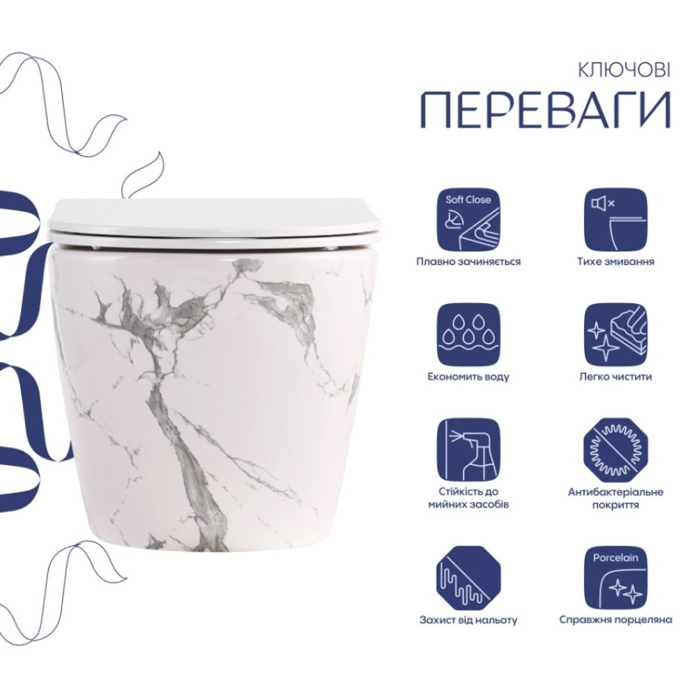 Унитаз подвесной Qtap Robin Ultra Quiet, с сиденьем Slim Duroplast/Soft-close/Quick relase QT13332381АSMR