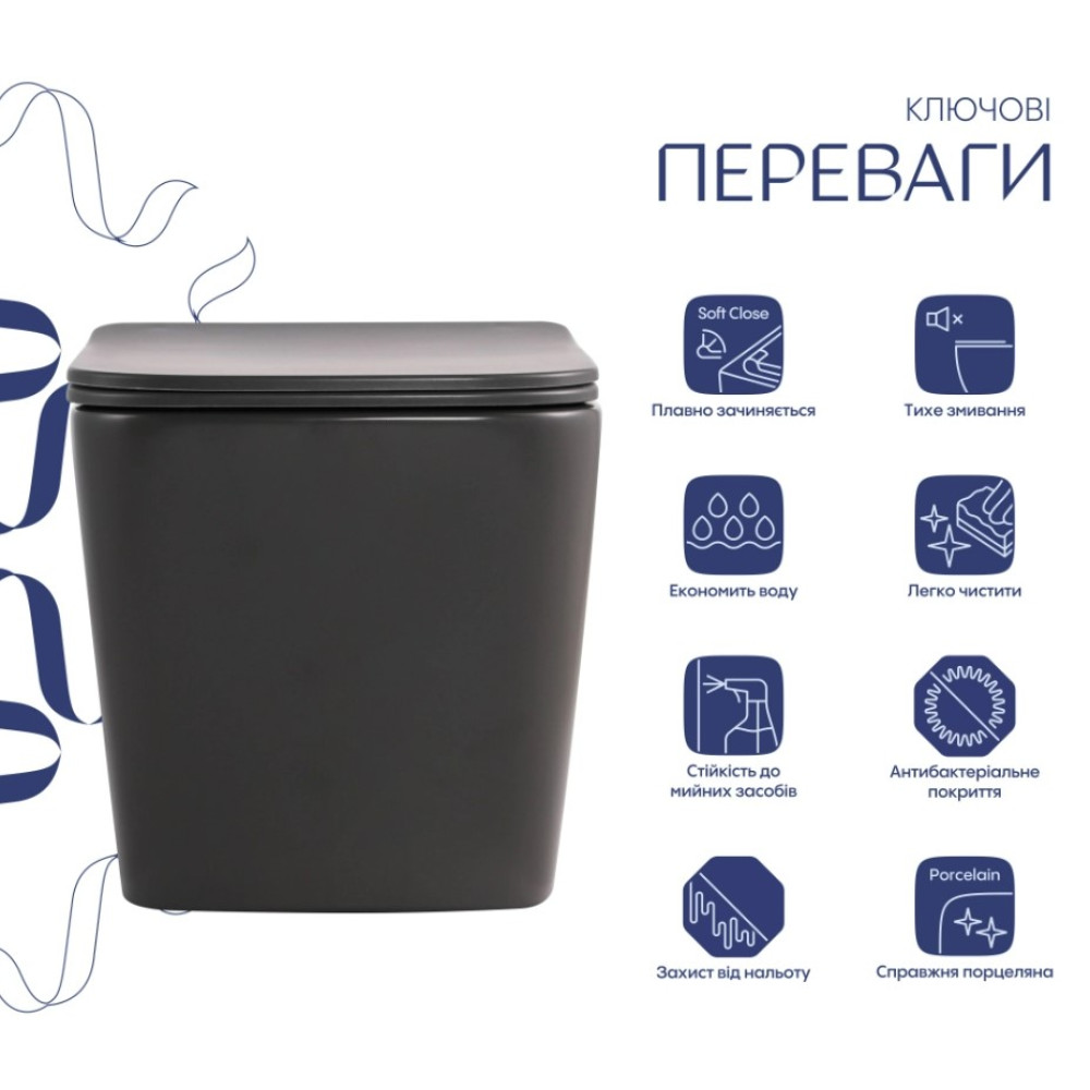 Унитаз подвесной Qtap Tern Ultra Quiet, с сиденьем Slim Duroplast/Soft-close/Quick relase QT17332303ASAN