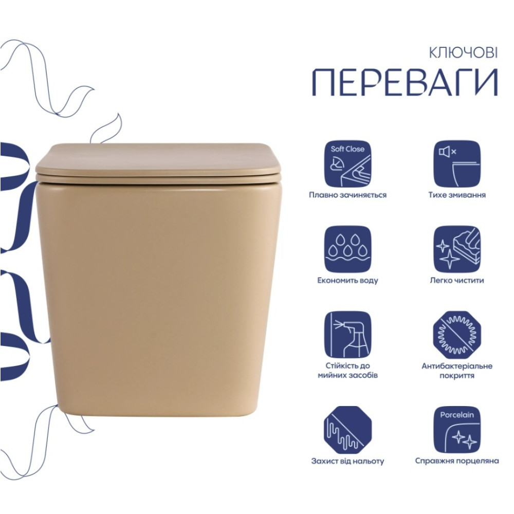 Унитаз подвесной Qtap Robin Ultra Quiet, с сиденьем Slim Duroplast/Soft-close/Quick relase QT17332303ASSB